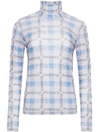 JW Anderson Logo check-print Top Blue at Farfetch