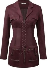 JW PEI Women's Faux Suede Corset Jacket Mini Dress at Amazon