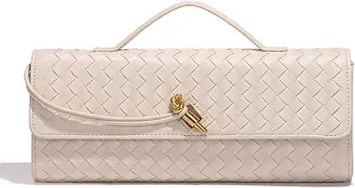 JYG Woven Handbag for Women Fashion Evening Shoulder Bag PU Leather Handmade Clutch Purse Casual Crossbody Bags at Amazon