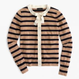 Jackie tie-neck cardigan sweater in stripes at J. Crew