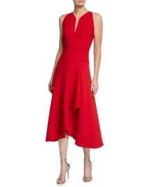 Jackson Slit-Neck Faux-Wrap Midi Dress by Roland Mouret at Neiman Marcus