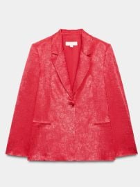 Jacquard Blazer with Shoulder Pads in Raspberry at Zara