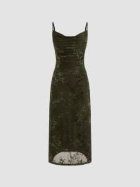 Jacquard Jacquard Cowl Neck Floral Ruched Maxi Dress For Date PartyClubbing at Cider