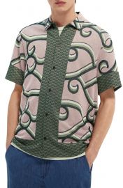 Jacquard Knit Short Sleeve Button-Up Shirt at Nordstrom