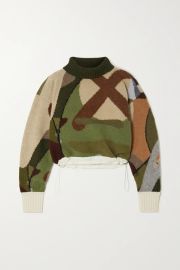 Jacquard-Knit Wool Turtleneck Sweater by Sacai x KAWS at Net A Porter