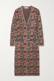 Jacquard Optical pattern lurex long cardigan by Valentino at Net a Porter