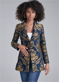 Jacquard Paisley Blazer in Pink Silver VENUS at Venus