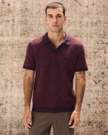 Jacquard Pattern Johnny Collar Sweater Polo at Abercrombie