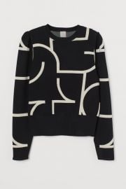 Jacquard-knit Sweater - Blackwhite patterned at H&M