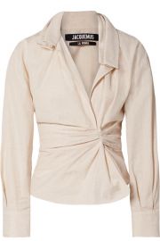 Jacquemus - La Chemise Belem ruched cotton and linen-blend shirt at Net A Porter