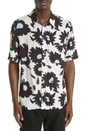 Jacquemus La Chemise Melo Floral Print Short Sleeve Button-Up Shirt in Print Dark Navy Flowers Size 38 Us at Nordstrom