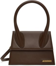 Jacquemus Le Grand Chiquito Leather Top Handle Bag in Brown at ssense