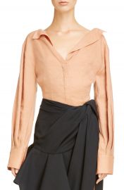 Jacquemus la Chemise Pleated Cuff Linen Blend Blouse at Nordstrom