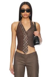 Jaded London Asymmetric Tie Waiscoat In Brown at Revolve