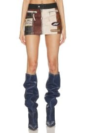 Jaded London Daytona Faux Leather Mini Skirt In Brown Blue at Revolve