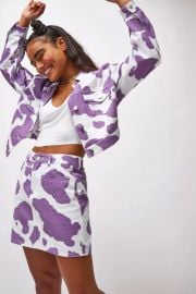 Jaded London Lilac Cow Print Denim Jacket at Topshop