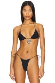 Jaded London Triangle Stud Bikini Top In Black at Revolve