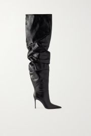 Jahleel leather over the knee boots by Amina Muaddi at Net a Porter