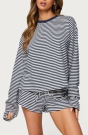 Jainee Stripe Long Sleeve Stretch Cotton T-Shirt at Nordstrom