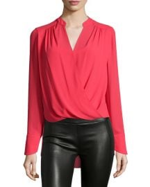 Jaklyn Drape-Front Blouse  Red at Neiman Marcus