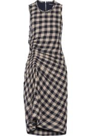 James Perse - Ruched checked wool and linen-blend dress at Net A Porter