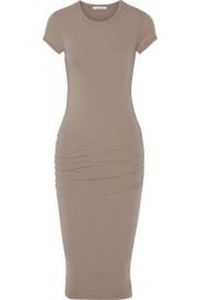 James Perse   Ruched stretch-cotton jersey dress at Net A Porter