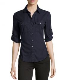 James Perse Cotton Contrast-Panel Shirt at Last Call