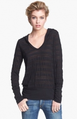 James Perse Sheer Stripe Hoodie at Nordstrom