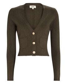 Jamie Cropped Rib Knit Cardigan at Intermix