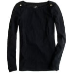 Jane's black sweater with gold shoulder buttons from J Crew at J. Crew