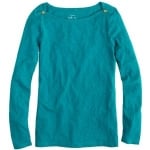 Jane's teal boatneck sweater at Jcrew at J. Crew