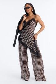 Janet Checkered Lace Trim Pant Set - Blackcombo Fashion Nova at Fashion Nova