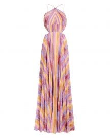 Janet Rainbow Stripe Pleated Gown at Intermix