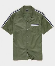 Japanese Shoulder Stripe Rayon Shirt in Sage - at Todd Snyder