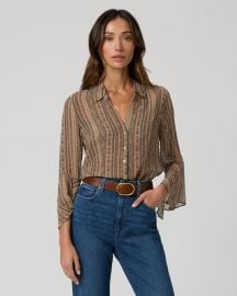Jasmeet Blouse - Brown Multi Silk - PAIGE at Paige