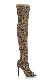 Jasmine Leopard-Print Stretch-Knit Thigh Boots by Victoria Beckham at Moda Operandi