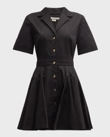 Jason Wu Collection Camp-Collar Short-Sleeve Circular Godet Mini Shirtdress at Neiman Marcus