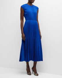 Jason Wu Collection Cap-Sleeve Pleated Midi Dress at Neiman Marcus