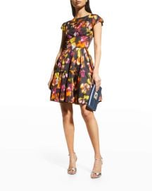 Jason Wu Collection Floral-Print Boat-Neck Tiered Dress at Neiman Marcus