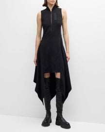 Jason Wu Collection Fluid Crepe Bomber Fit-Flare Handkerchief Midi Dress at Neiman Marcus