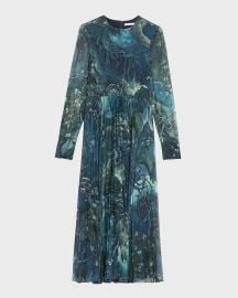 Jason Wu Collection Long-Sleeve Pleated Chiffon Midi Dress at Neiman Marcus