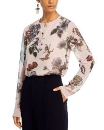 Jason Wu Collection Long Sleeved Printed Forest Floral Henley Top Bloomingdales at Bloomingdales