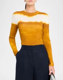 Jason Wu Collection Painted Stripe Long Sleeve Jersey Top at Neiman Marcus