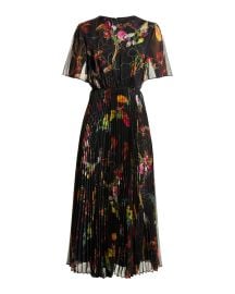 Jason Wu Collection Sculptural Floral-Print Pleated Chiffon Midi Dress at Neiman Marcus