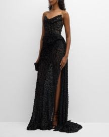 Jason Wu Collection Velvet Dot Devor Strapless Gown at Neiman Marcus