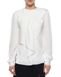 Jason Wu Draped-Front Crepe Blouse at Neiman Marcus