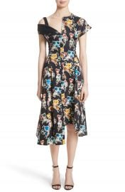 Jason Wu Floral Print Asymmetrical Cotton Dress at Nordstrom