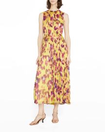 Jason Wu Floral Print Pleated Midi Dress at Neiman Marcus