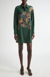 Jason Wu Forest Print Long Sleeve Silk Twill Shirtdress at Nordstrom