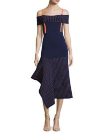 Jason Wu Knit Off-the-Shoulder Dress Blue at Neiman Marcus